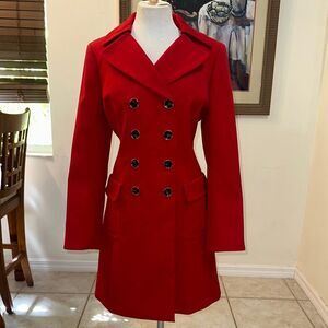 Ann Taylor Vibrant Red Double-Breasted Women's Coat Size 8